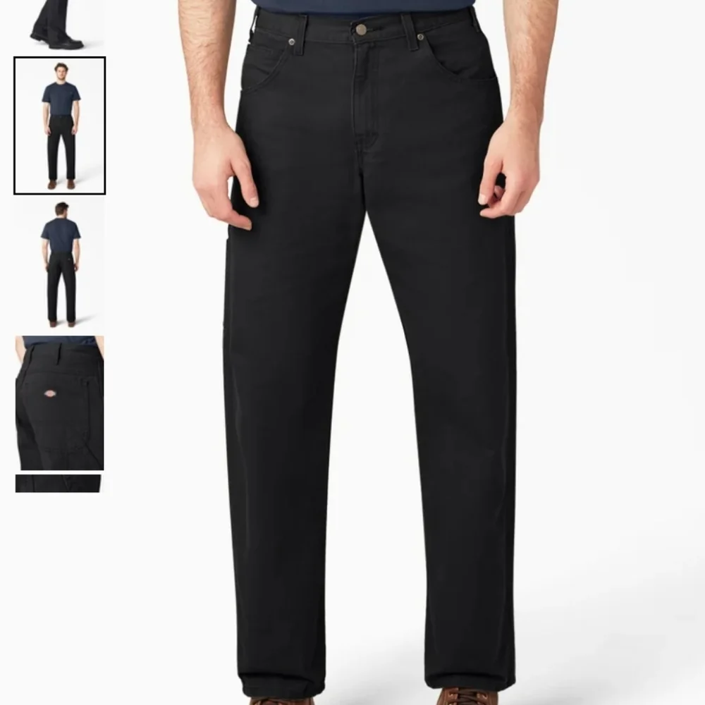 Dickie's Relaxed Fit Heavyweight Duck Carpenter Pants Rinsed Black 34x32 NWT - Picture 6 of 10